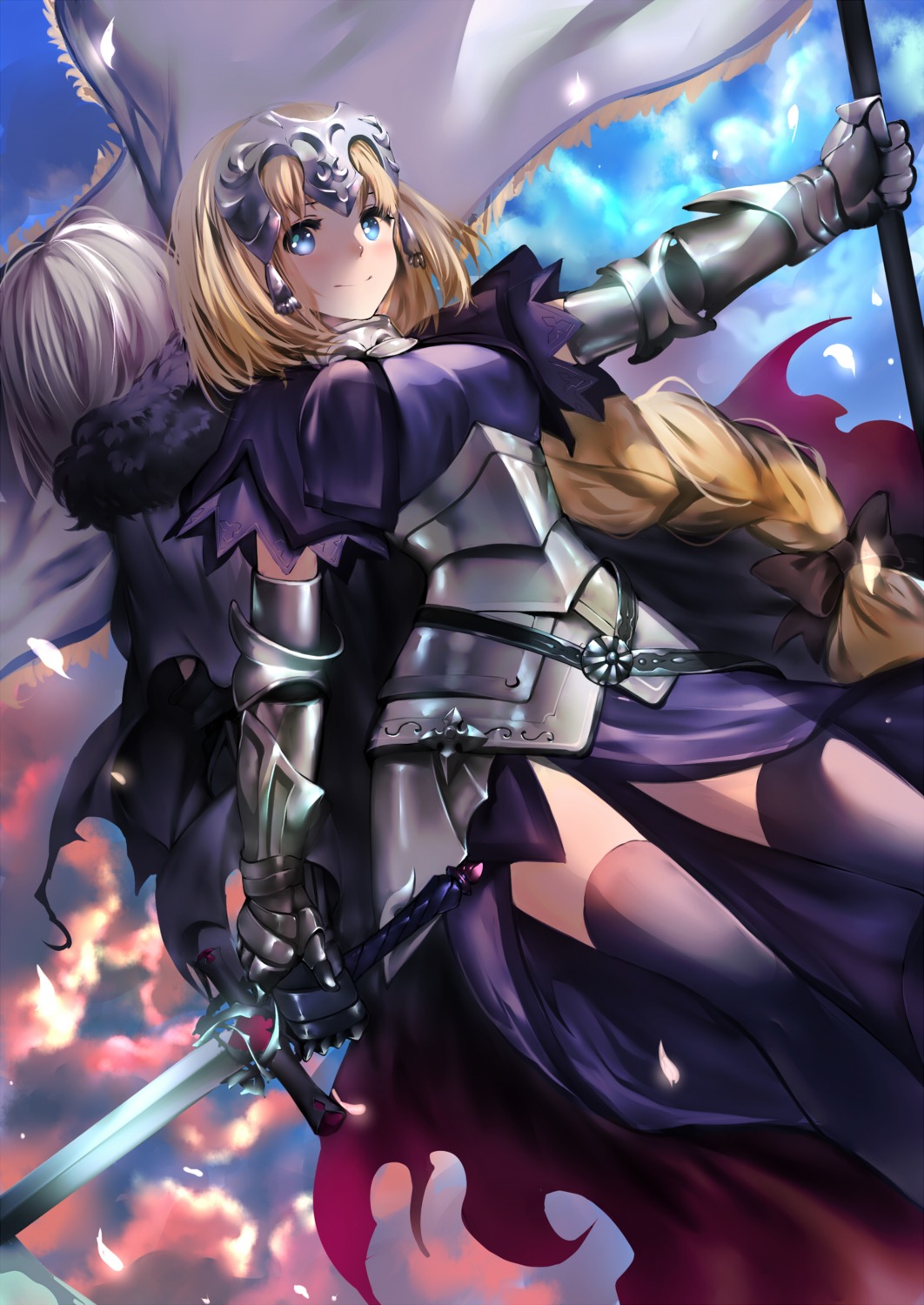 armor fate/grand_order jeanne_d'arc jeanne_d'arc_(alter)_(fate) jeanne_d'arc_(fate) rahato sword thighhighs