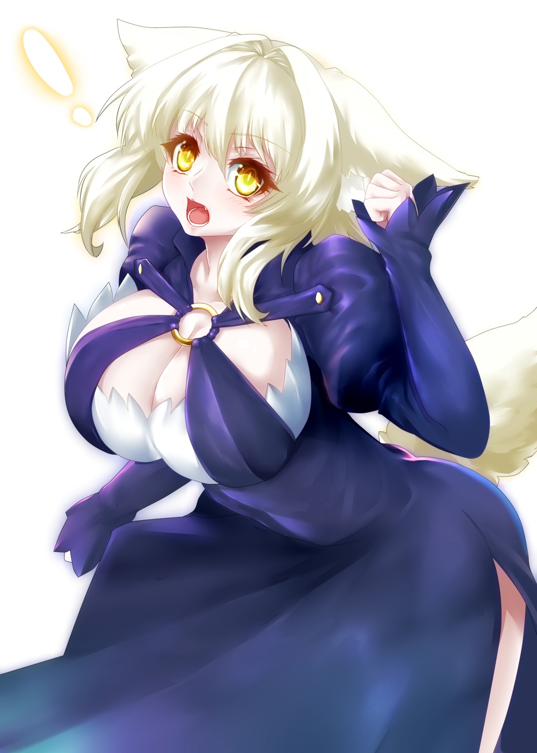 animal_ears cleavage dress minarai_tenna tail