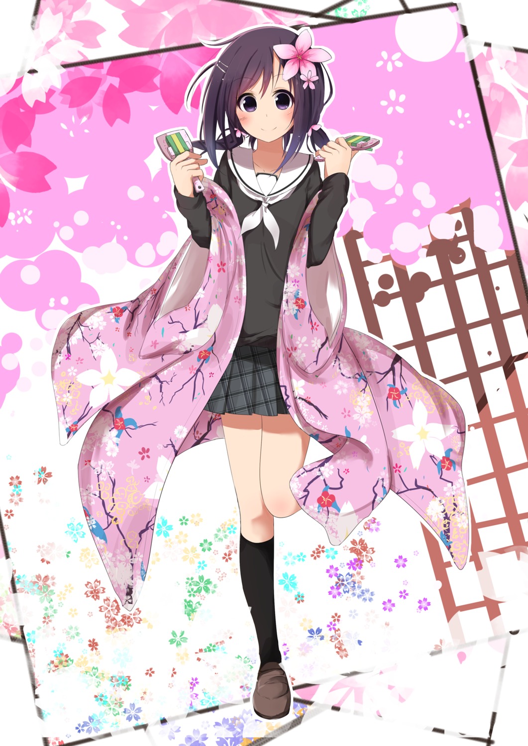 hanayamata japanese_clothes sasahara_wakaba seifuku sekiya_naru