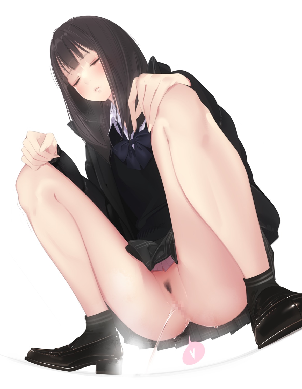 ama_mitsuki censored heels nopan pee pubic_hair pussy seifuku skirt_lift sweater