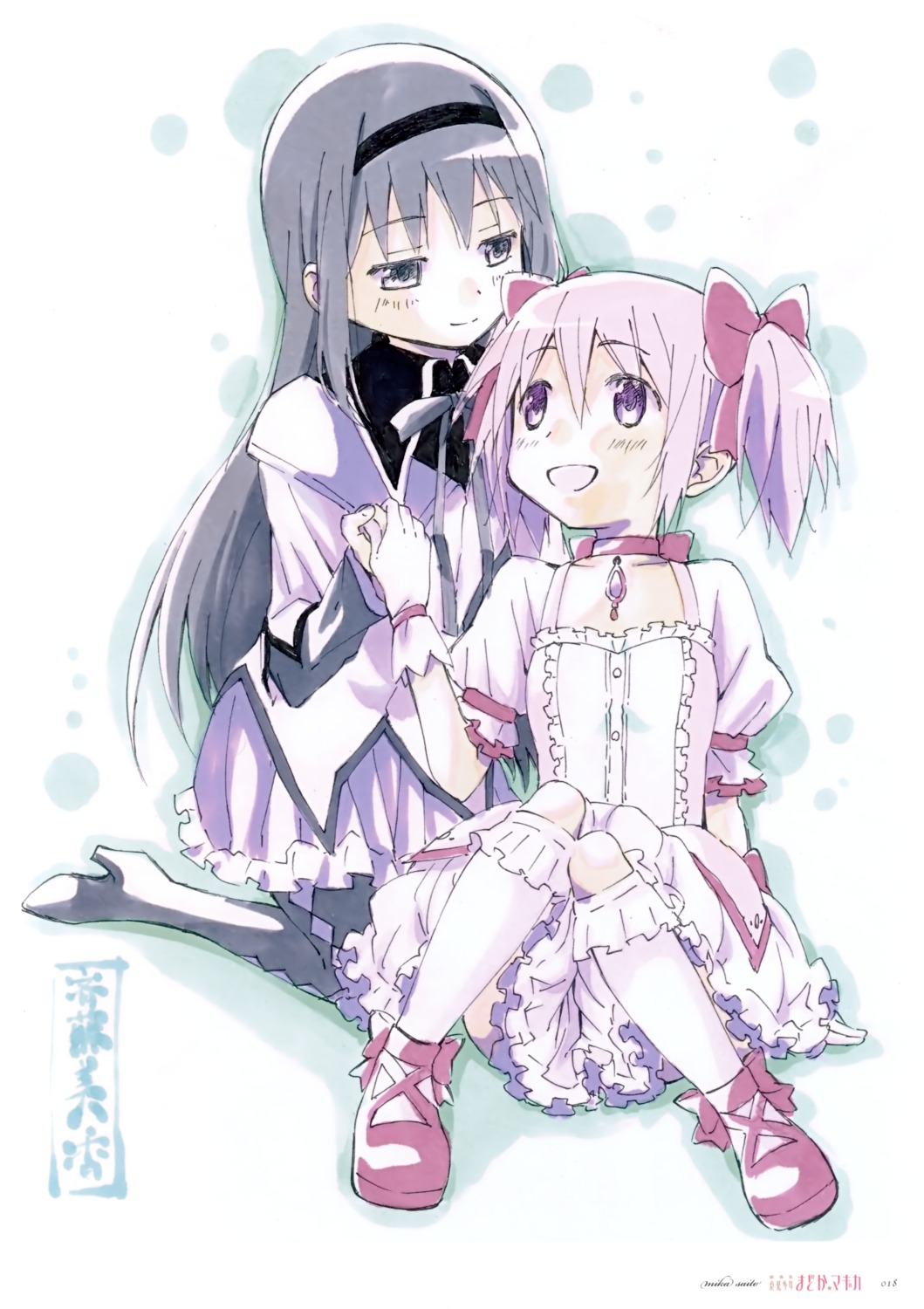 akemi_homura kaname_madoka pantyhose puella_magi_madoka_magica saito_mika yuri