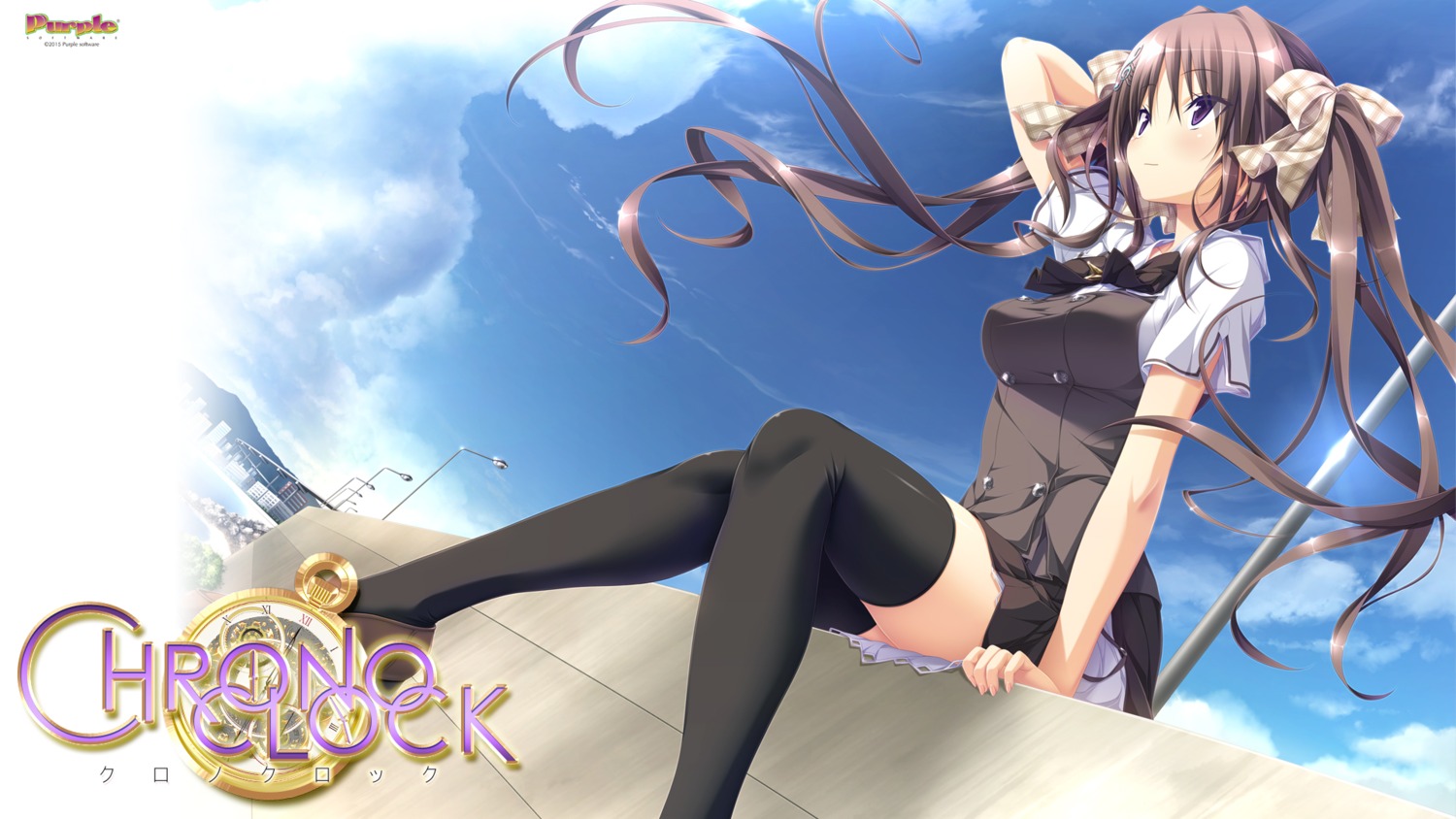 andou_misaki chrono_clock koku purple_software seifuku thighhighs wallpaper