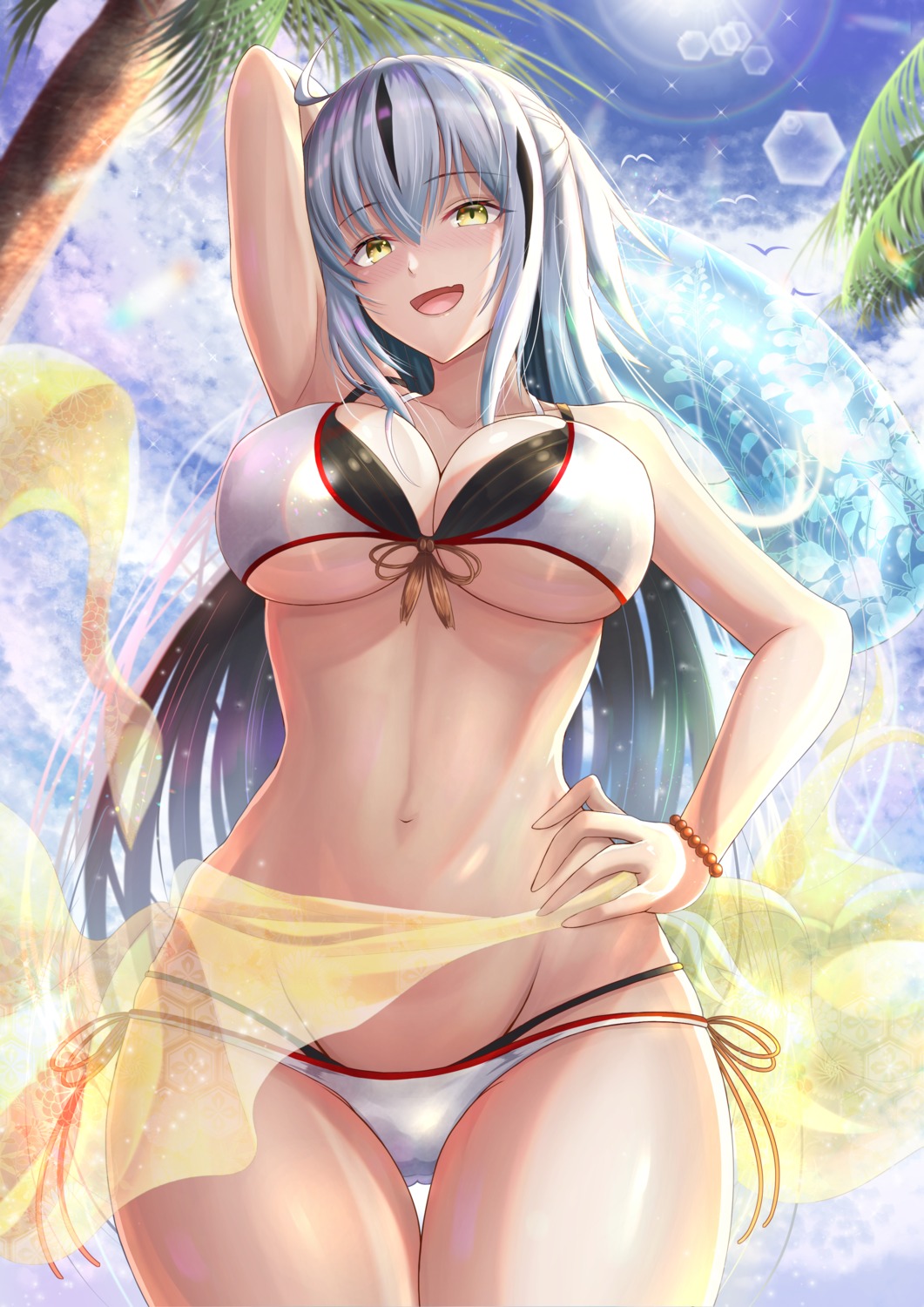 bikini cleavage fate/grand_order nagao_kagetora_(fate) penguintake see_through swimsuits underboob