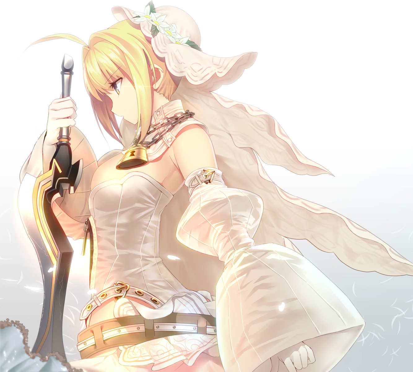 fate/extra fate/extra_ccc fate/stay_night machimura_komori saber_bride saber_extra sword