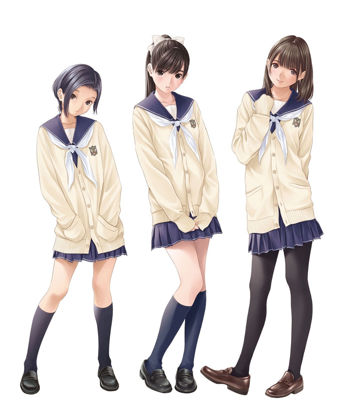 anegasaki_nene heels kobayakawa_rinko love_plus mino_taro pantyhose seifuku sweater takane_manaka