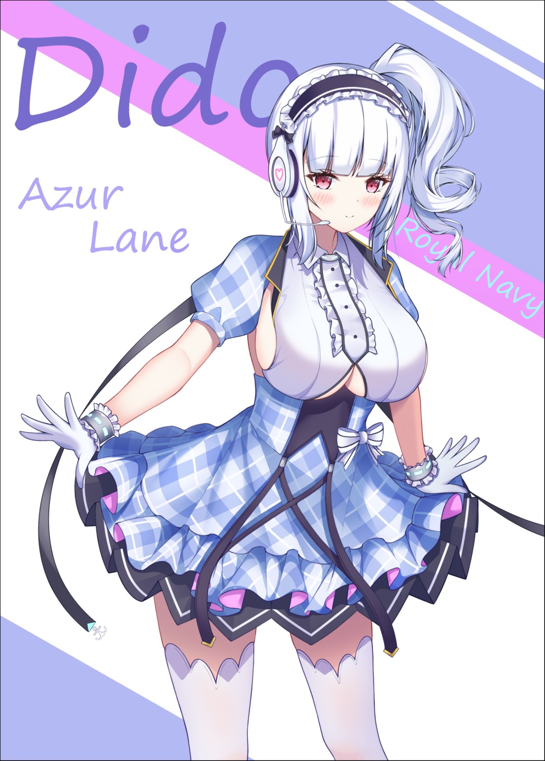 azur_lane dido_(azur_lane) headphones lin_(user_uzmw2535) no_bra thighhighs