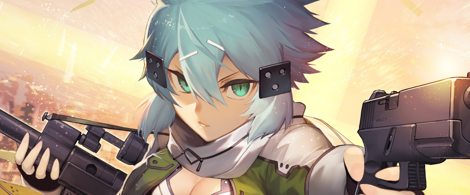 cleavage gun nakamura_eight sinon sword_art_online