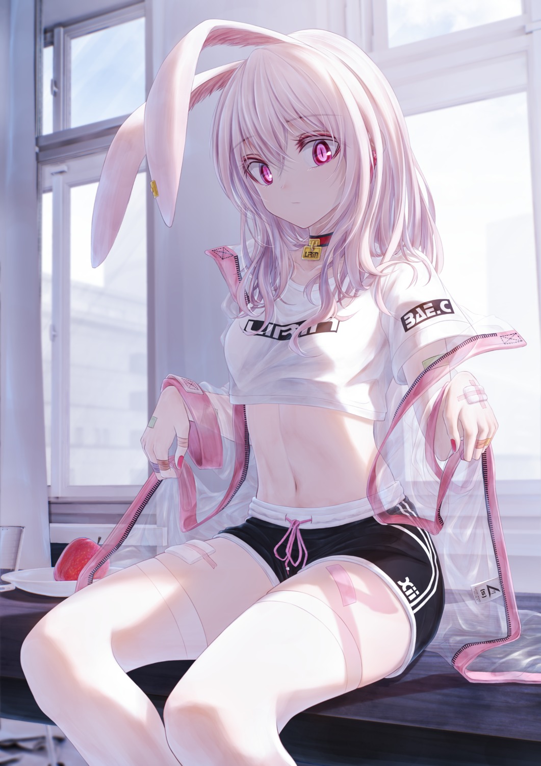 animal_ears bae.c bandaid bunny_ears see_through thighhighs