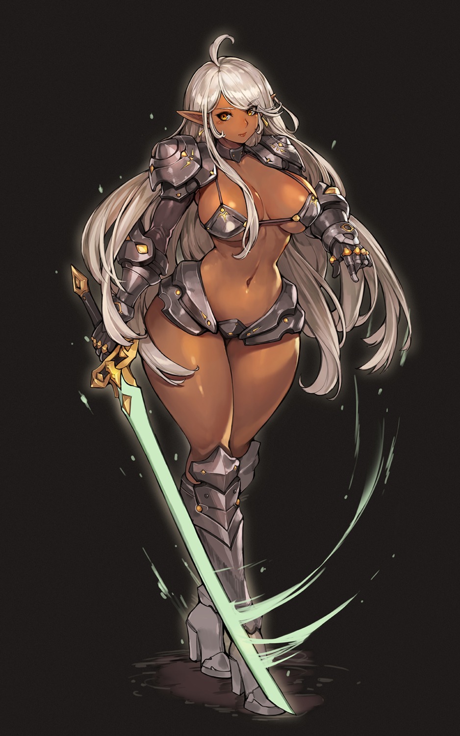 armor bikini_armor gurimjang heels pointy_ears sword