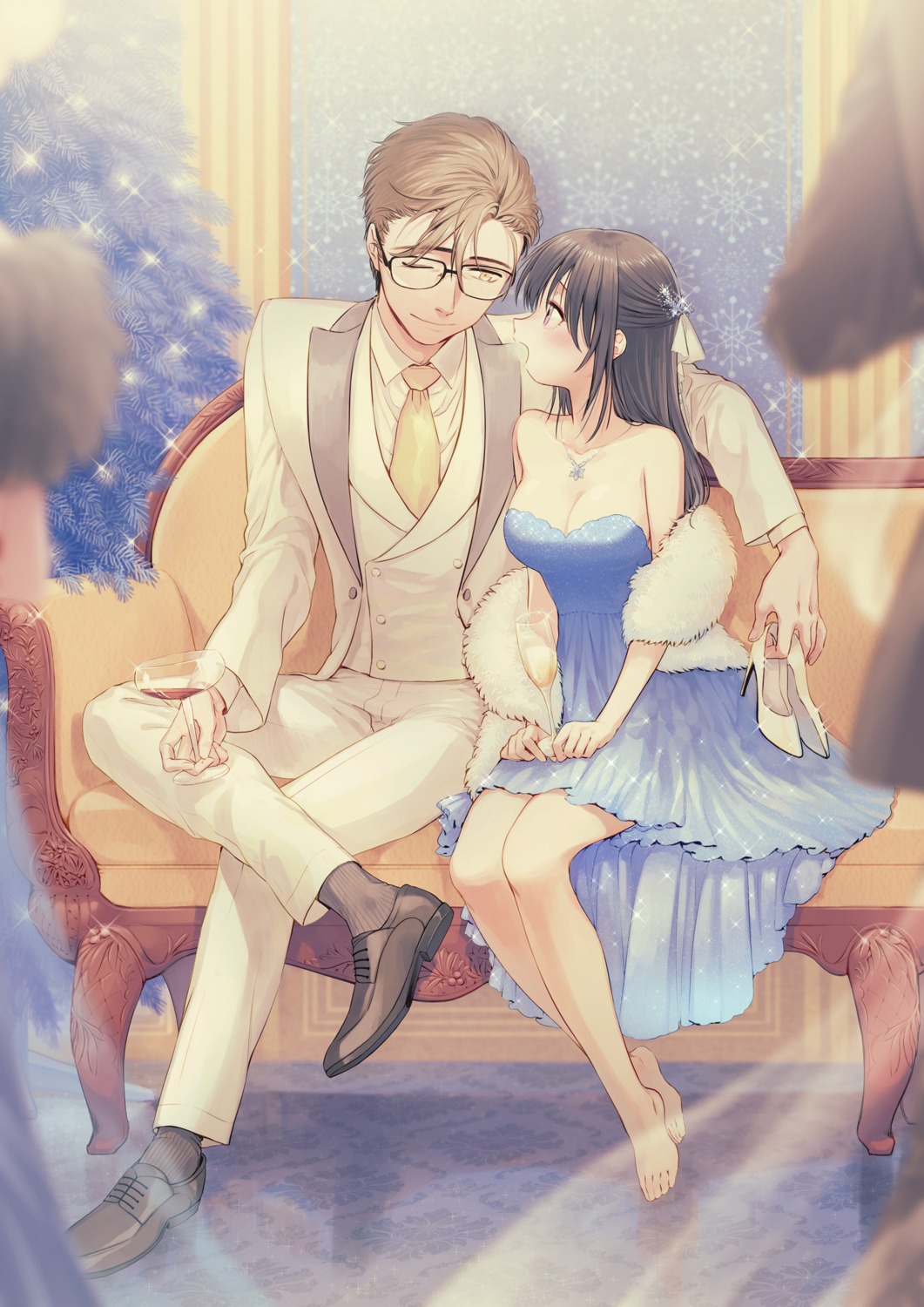 bliss_(ferment_factory) business_suit cleavage dress megane no_bra