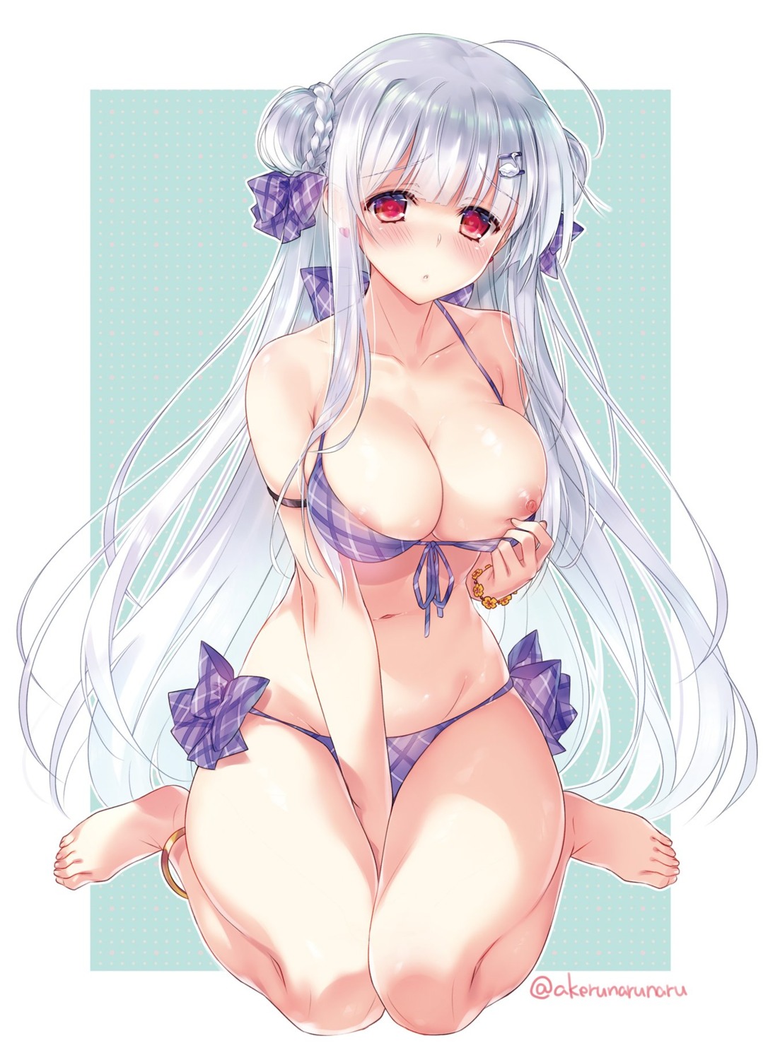 azur_lane bikini breasts cygnet_(azur_lane) nipples swimsuits undressing yasaka_minato