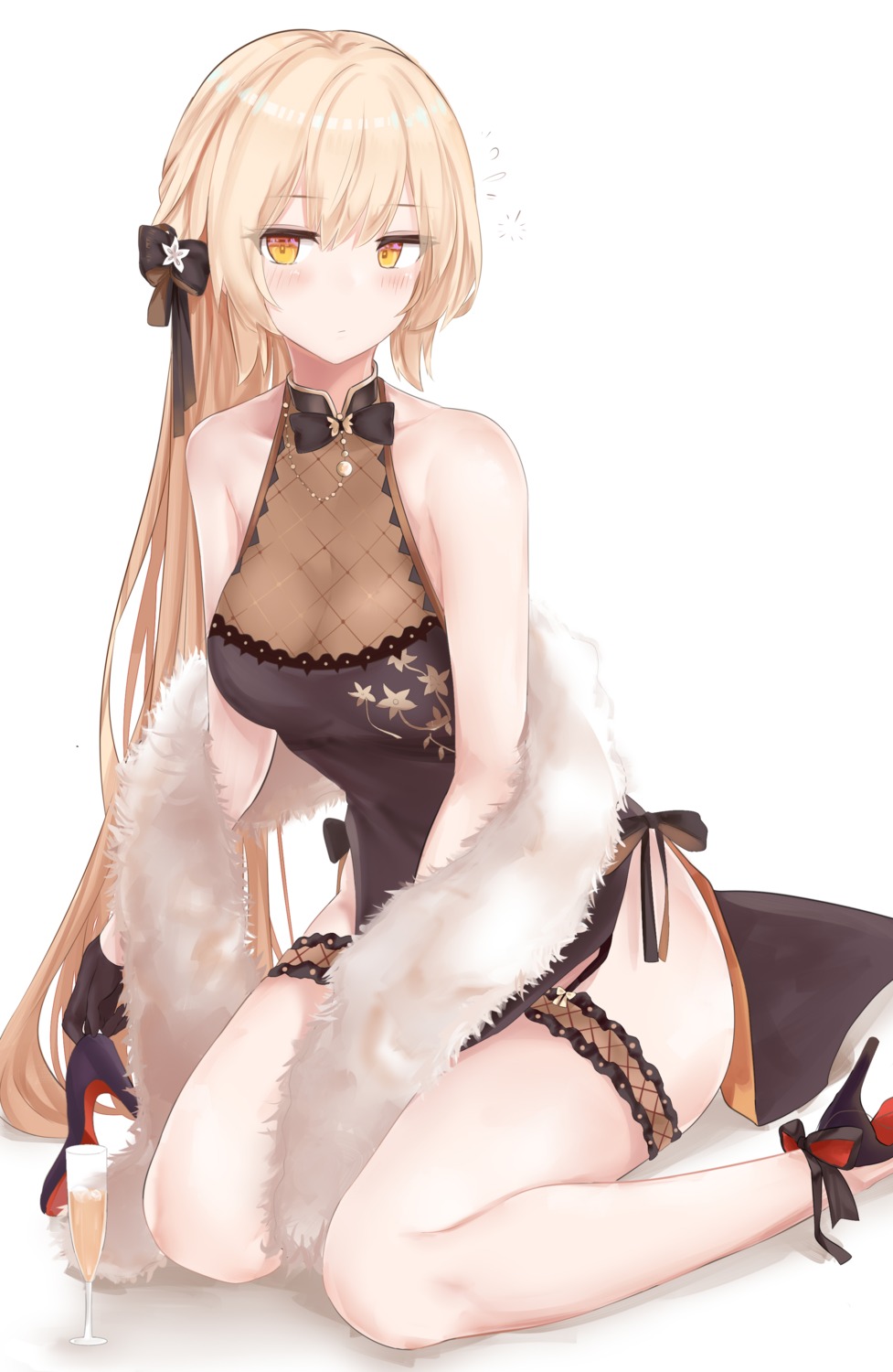 chinadress cleavage garter girls_frontline heels ots-14_(girls_frontline) ru_zhai see_through