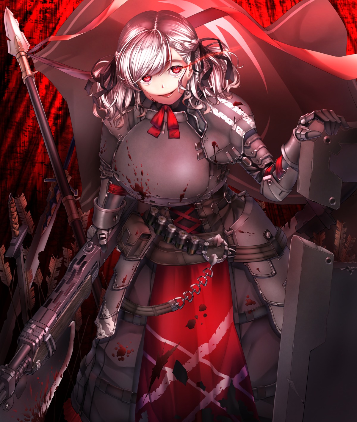 armor blood girls_frontline gun spas-12_(girls_frontline) takechii