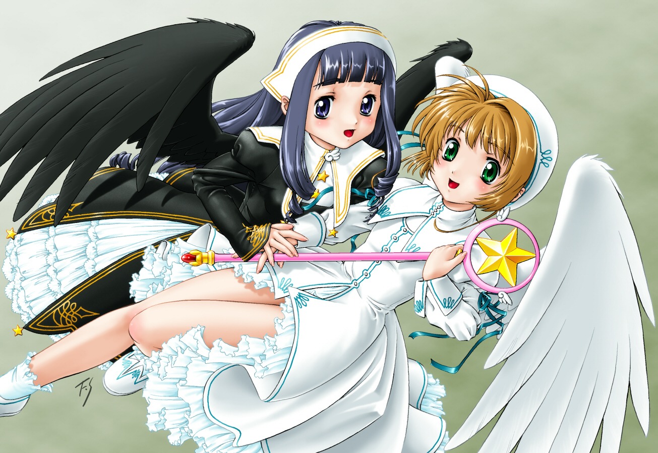 card_captor_sakura daidouji_tomoyo dress fuji_shinobu kinomoto_sakura lolita_fashion studio_implant wings