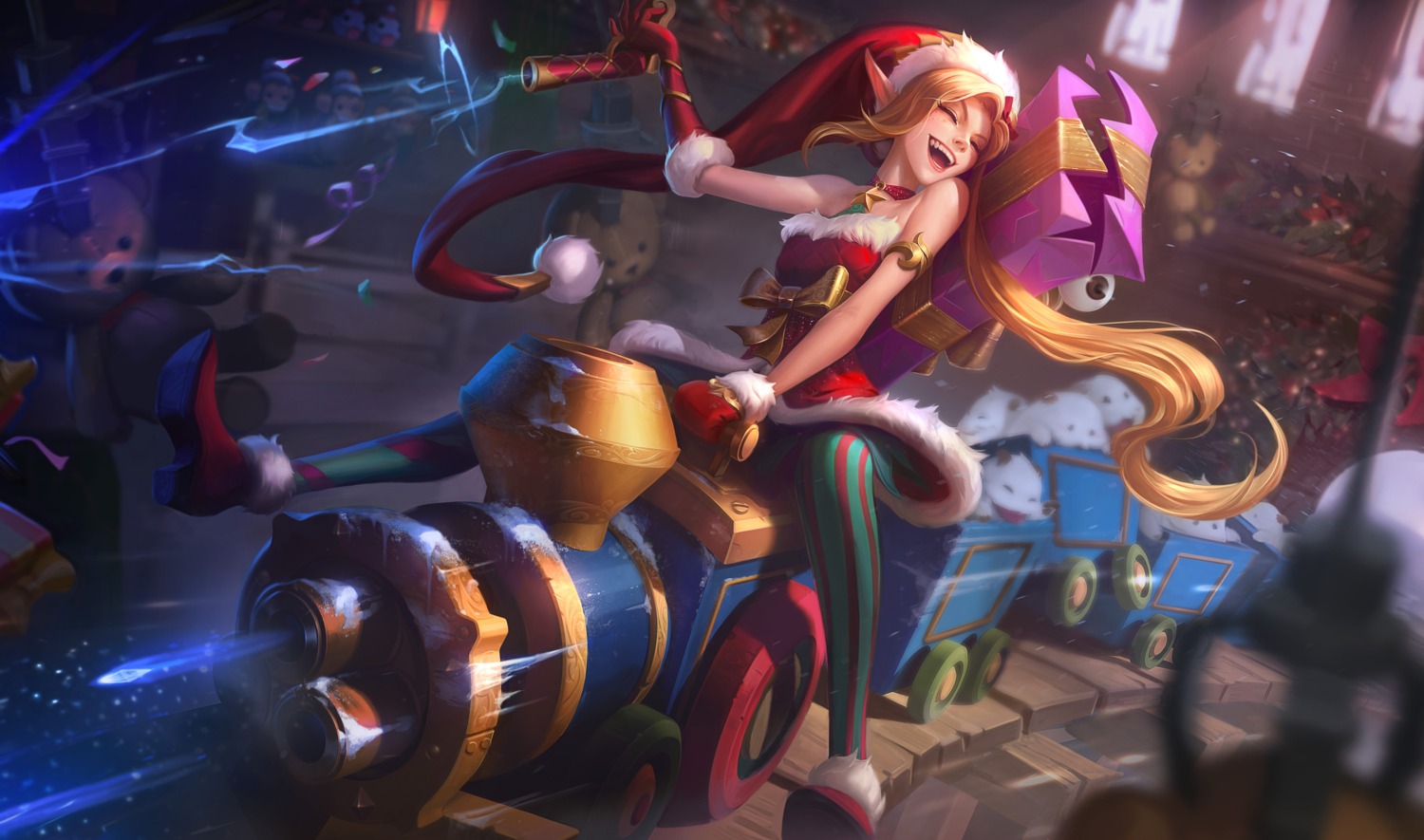 braum christmas dress heels league_of_legends pantyhose pointy_ears tagme