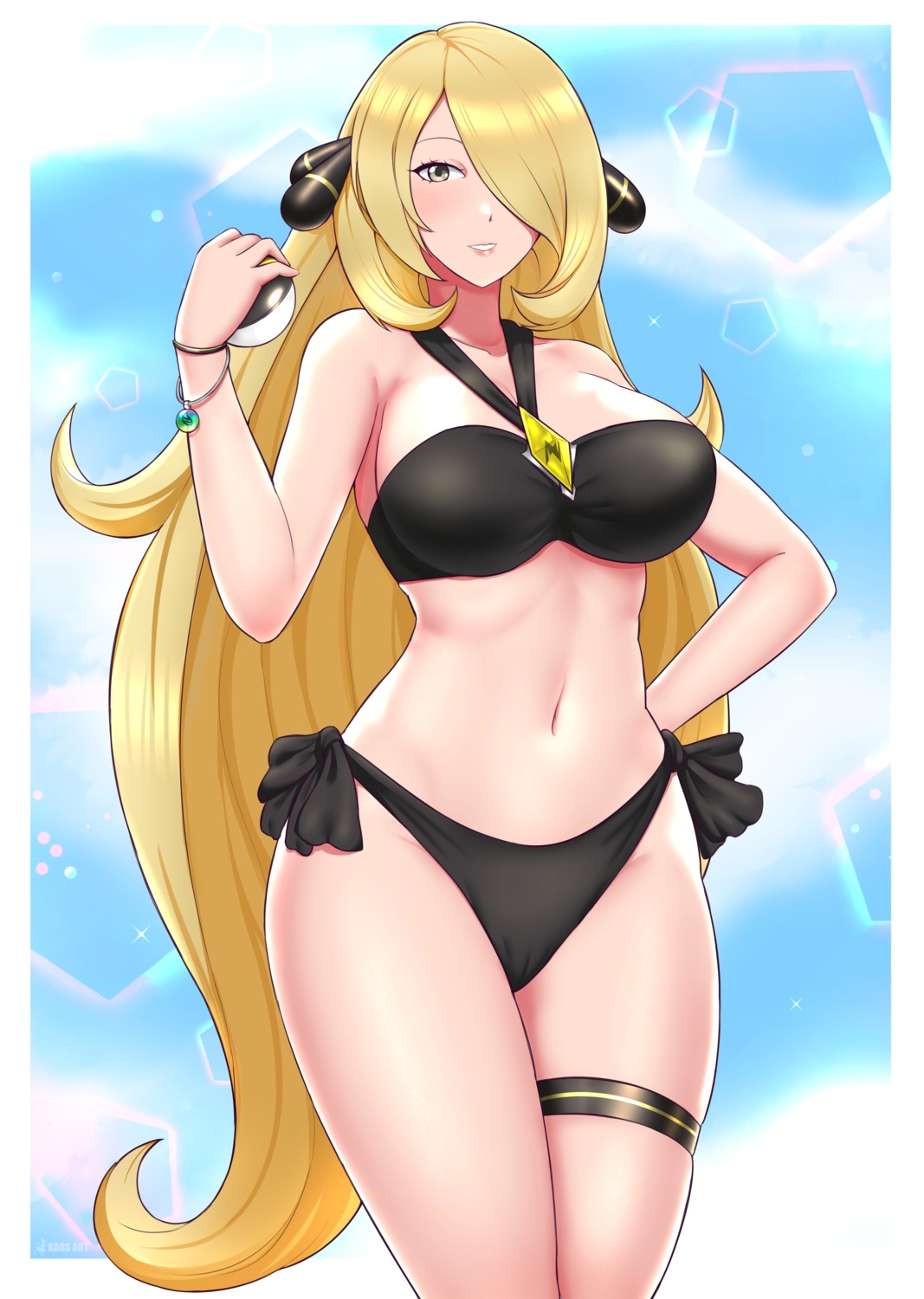 bikini cameltoe garter kaos_art pokemon pokemon_bdsp pokemon_dppt shirona_(pokemon) swimsuits