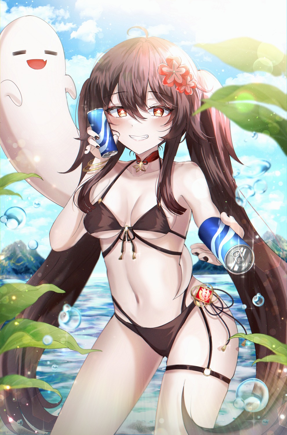 bikini garter genshin_impact hu_tao ryunbi swimsuits