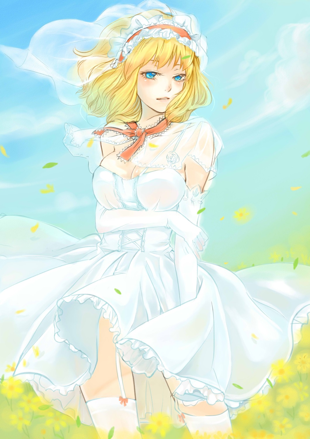 abig33 alice_margatroid cleavage dress stockings thighhighs touhou wedding_dress