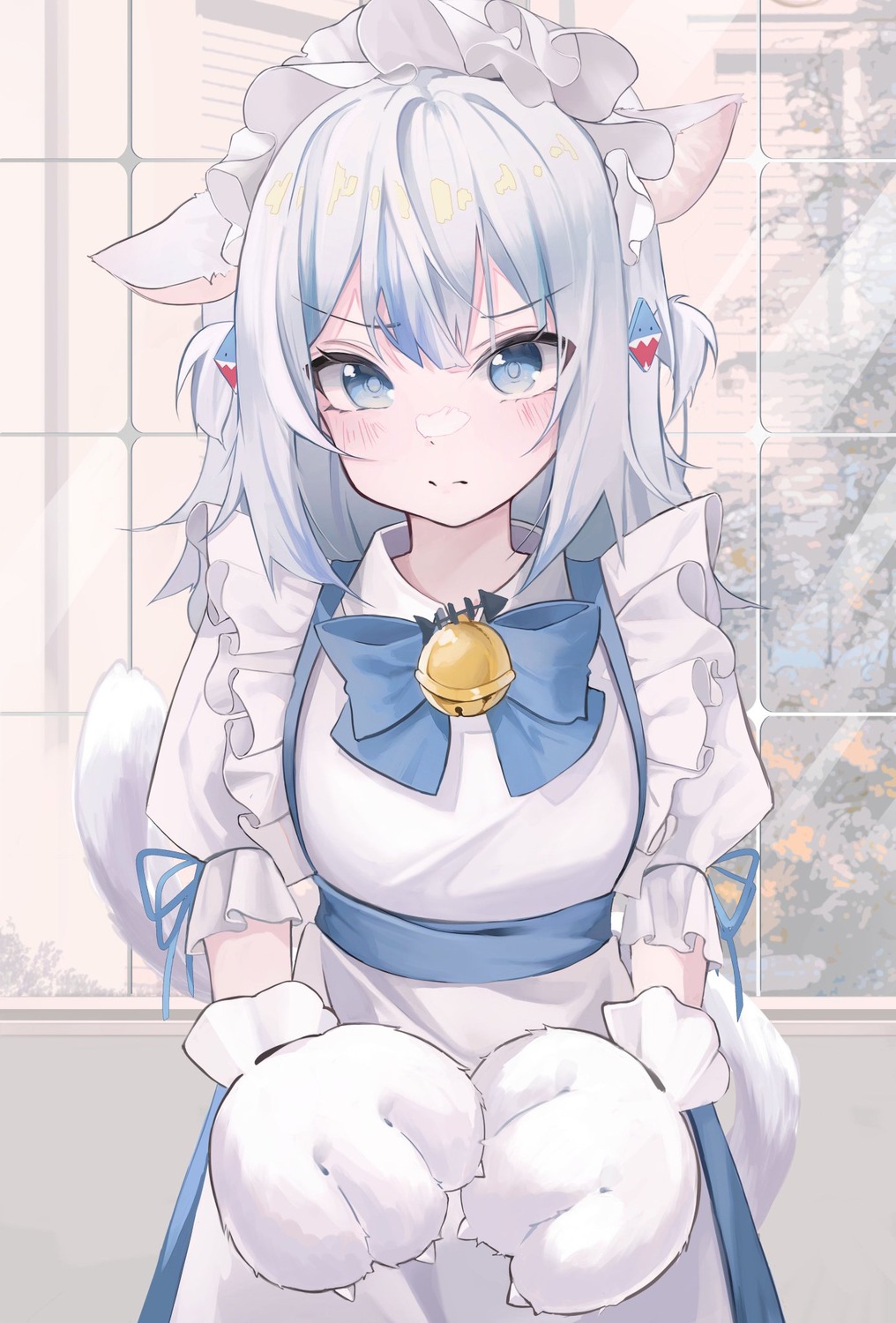 animal_ears e_name gawr_gura hololive hololive_english maid nekomimi tail