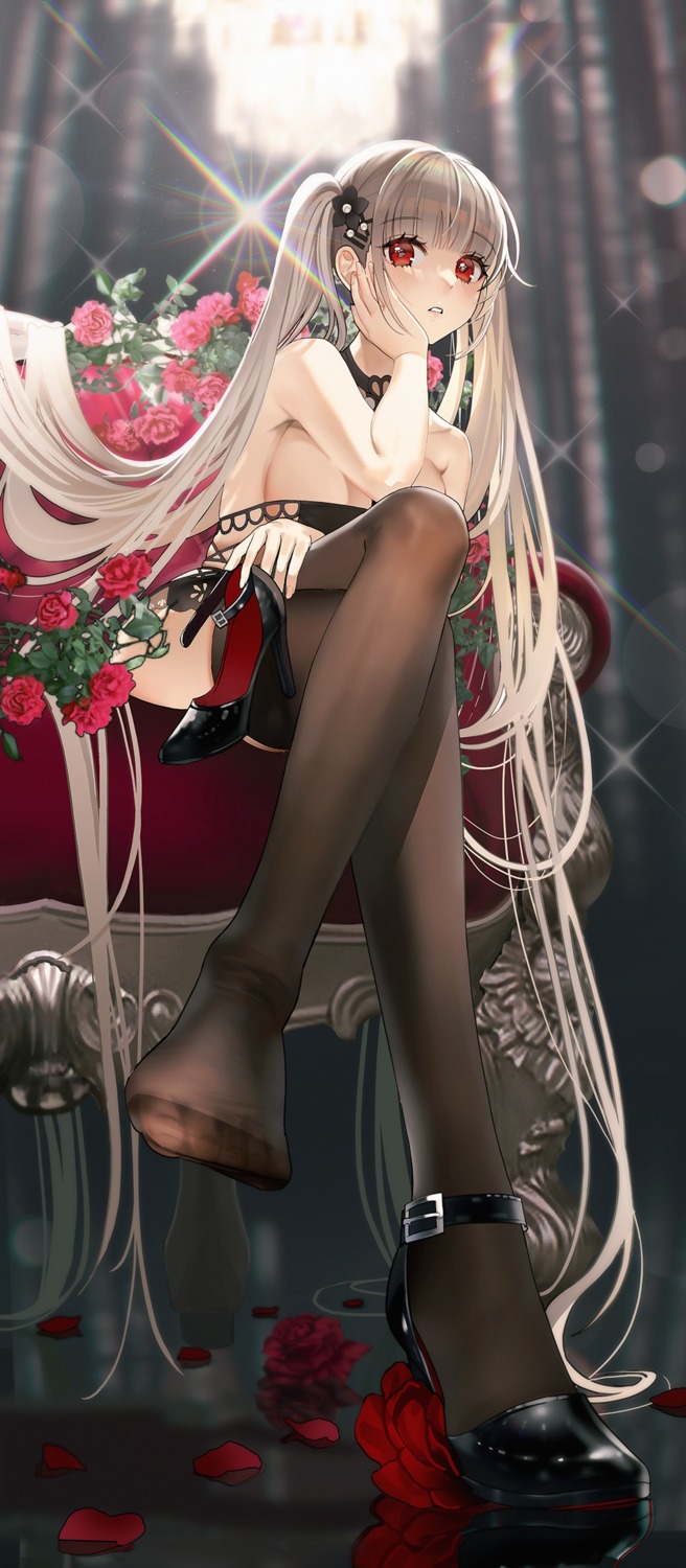 azur_lane feet formidable_(azur_lane) heels honnou_(kjs9504) no_bra pantyhose