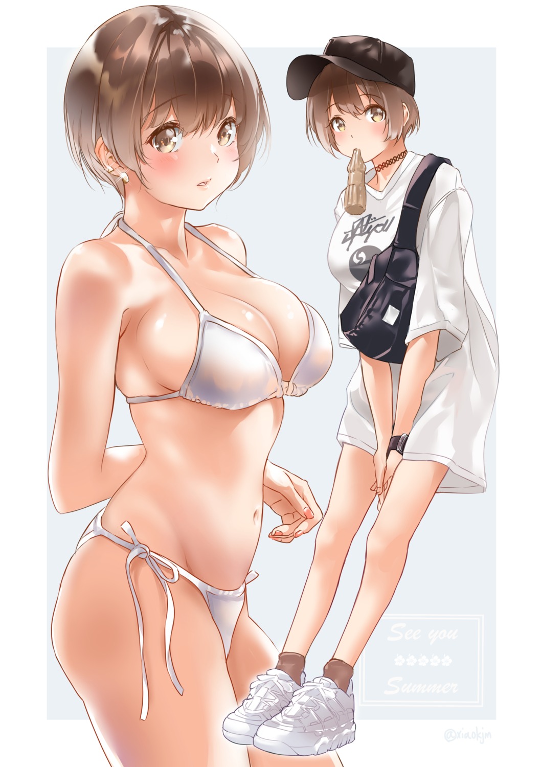 bikini cleavage koji_(kojikojimdw) swimsuits