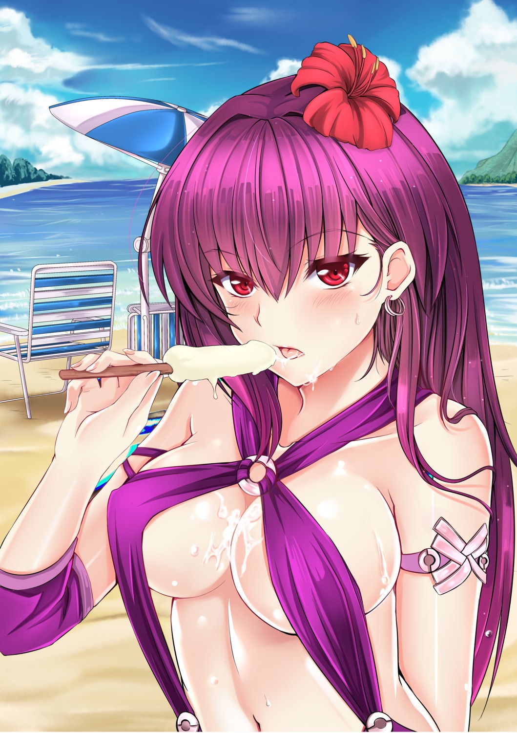 bikini cleavage cream fate/extra fate/stay_night scathach_(fate/grand_order) swimsuits tsang_yu_chun