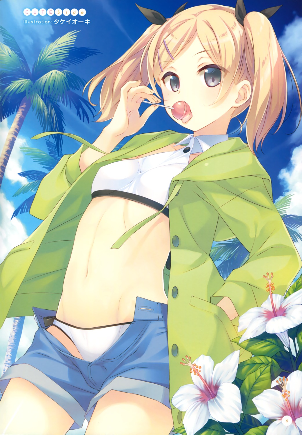 bikini open_shirt shirobako swimsuits takei_ooki yano_erika