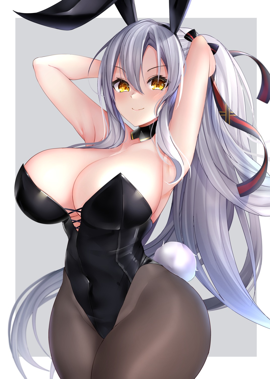 animal_ears azur_lane bunny_ears bunny_girl g3_(g310b3) no_bra pantyhose prinz_eugen_(azur_lane) tail