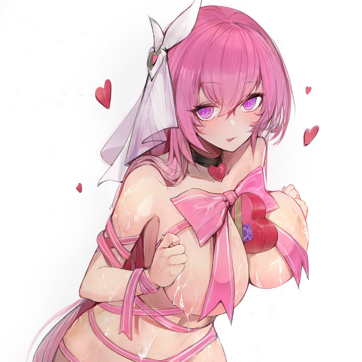 24sui benghuai_xueyuan elysia_(honkai_impact) honkai_impact naked_ribbon