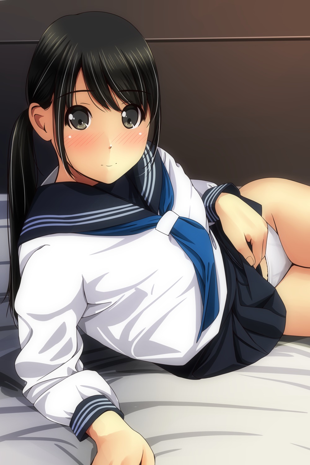 matsunaga_kouyou pantsu seifuku skirt_lift