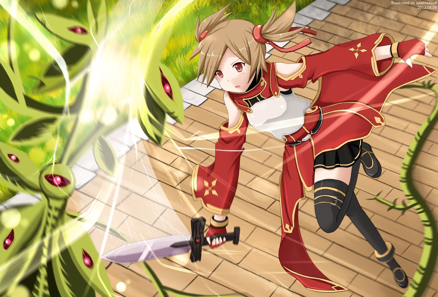 kazenokaze monster silica sword sword_art_online thighhighs