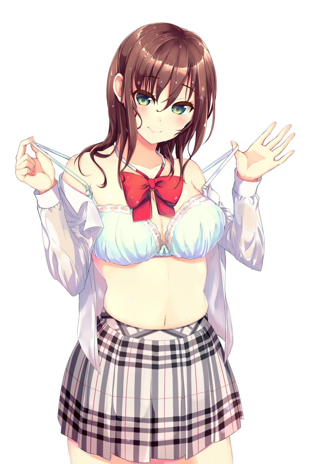 bra cleavage kona_(pixiv1056283) open_shirt see_through seifuku undressing wet_clothes