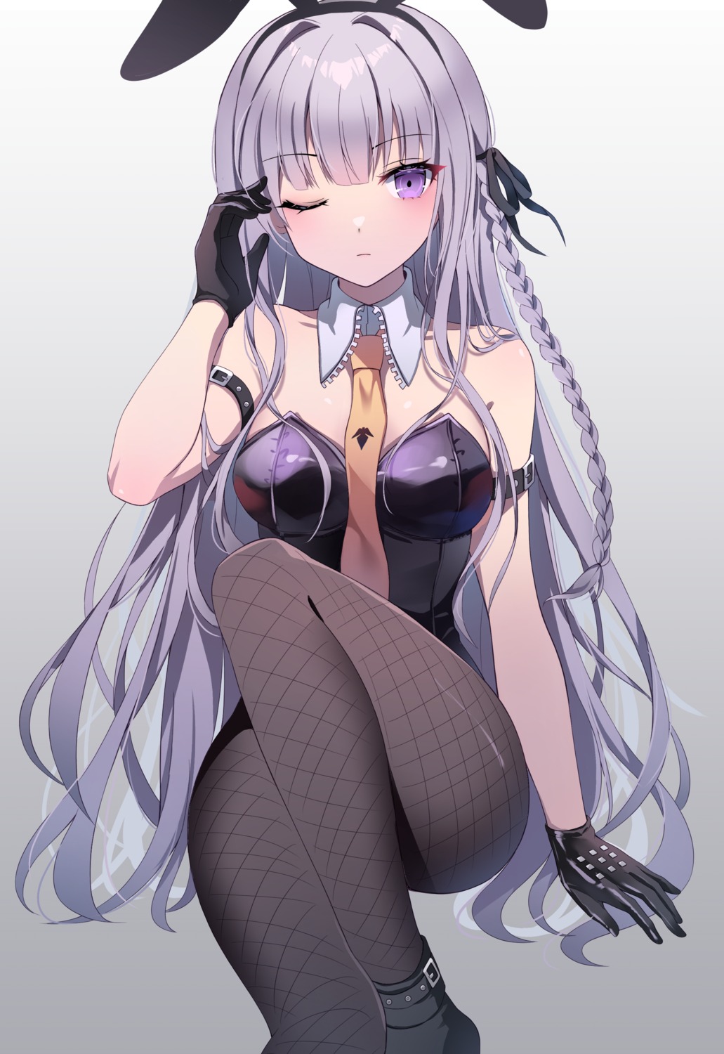 animal_ears bunny_ears bunny_girl dangan-ronpa fishnets gin_(gin937) kirigiri_kyouko pantyhose