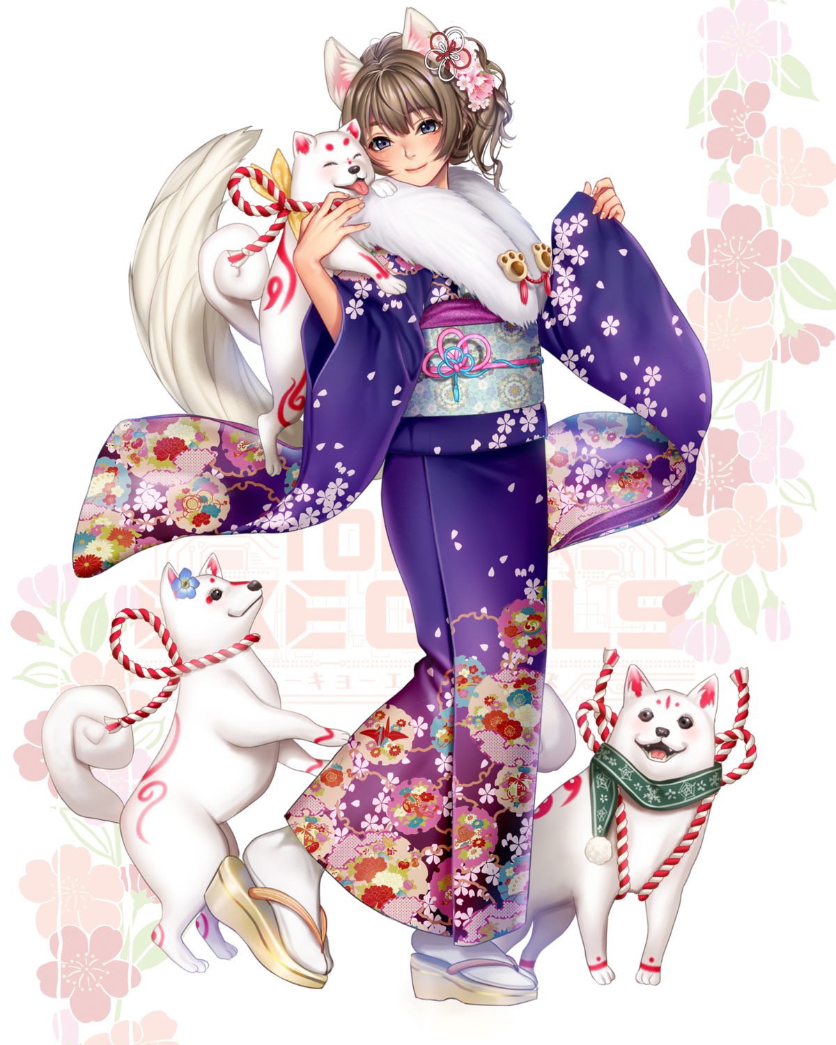 animal_ears kimono masami_chie tail tokyo_exe_girls
