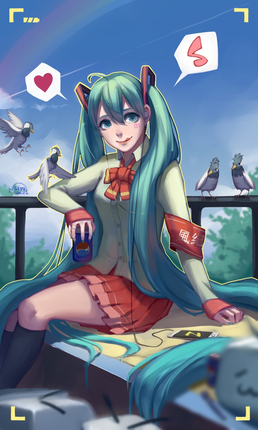 feizao_jun hatsune_miku seifuku tattoo vocaloid