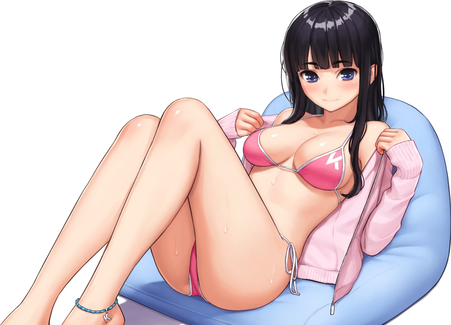 bikini cleavage homunculus open_shirt sweater swimsuits undressing