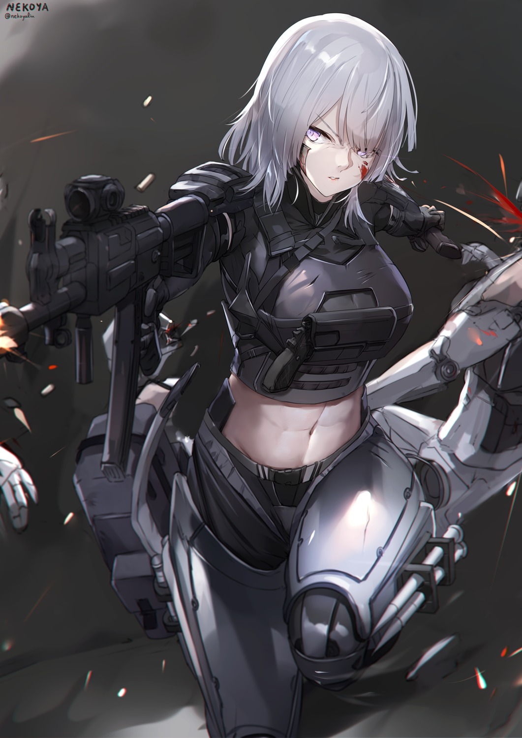 armor blood gun mecha_musume