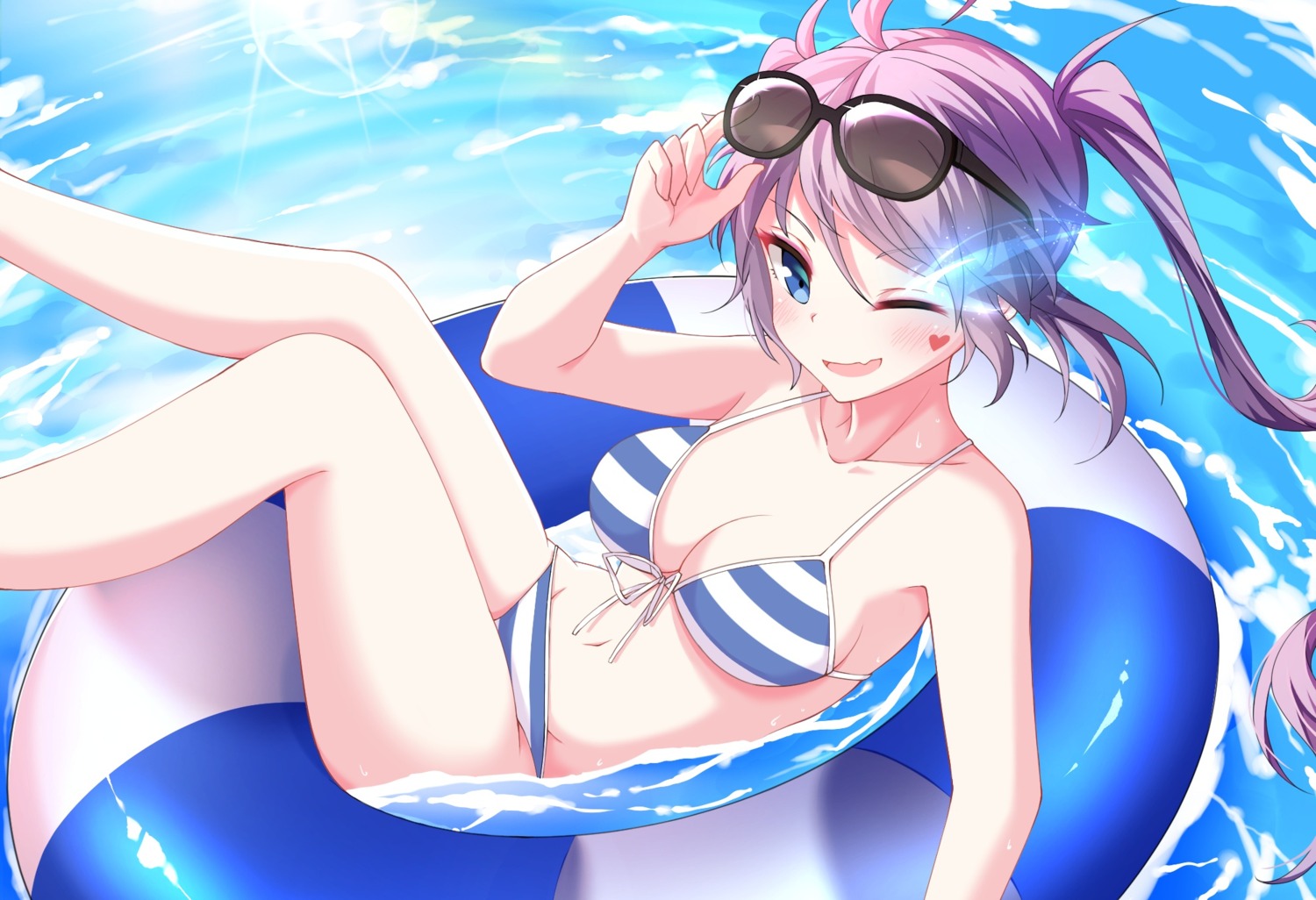 bikini black_rock_shooter cleavage kuroi_mato megane oywj swimsuits wet