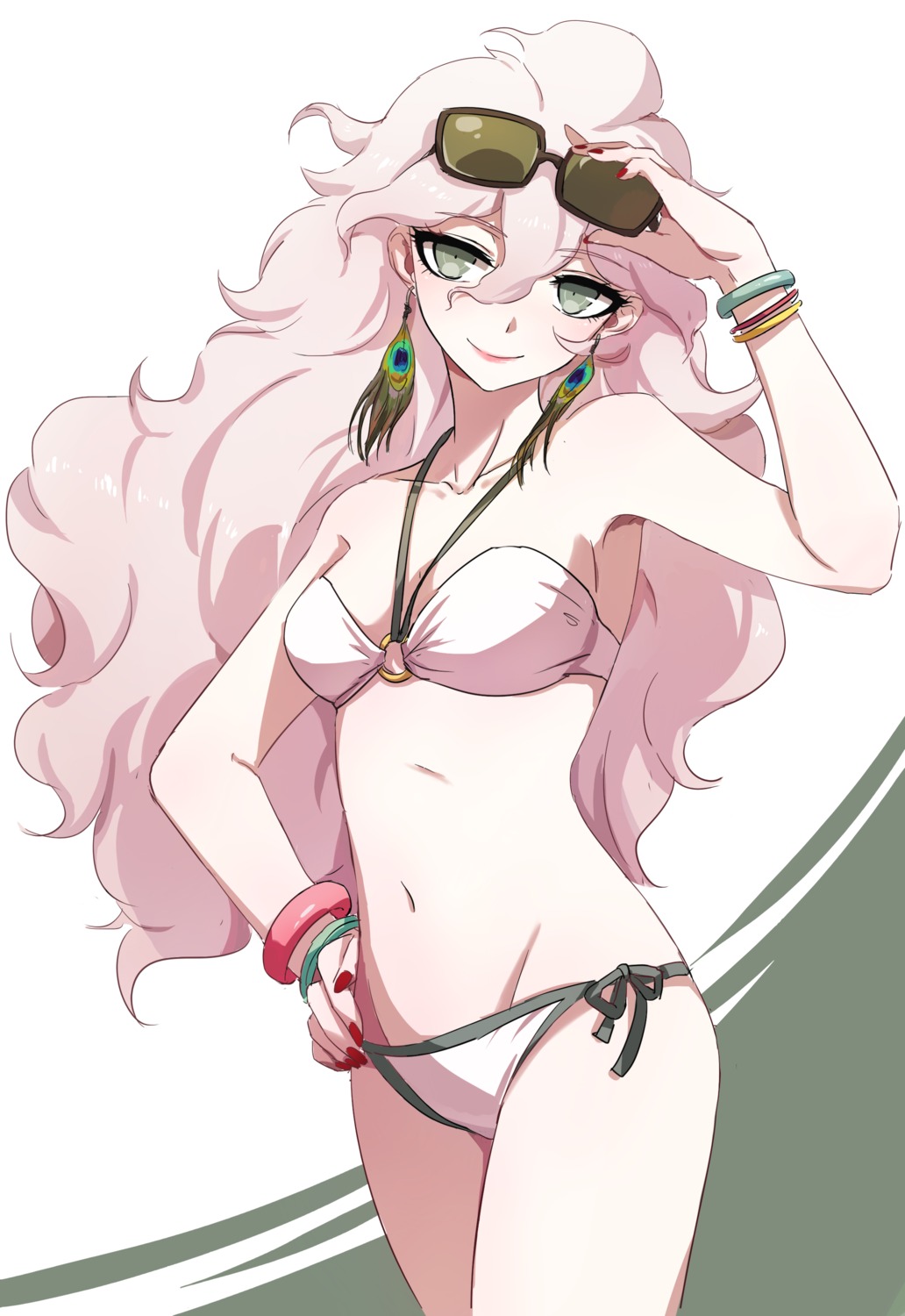 bikini cleavage dangan-ronpa dangan-ronpa_2 genderswap komaeda_nagito megane swimsuits yolk_tomatosauce