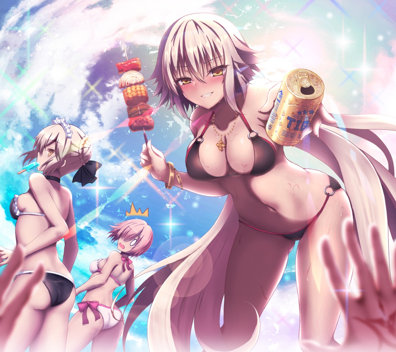 akina bikini fate/grand_order jeanne_d'arc jeanne_d'arc_(fate) maid mash_kyrielight saber saber_alter swimsuits tattoo