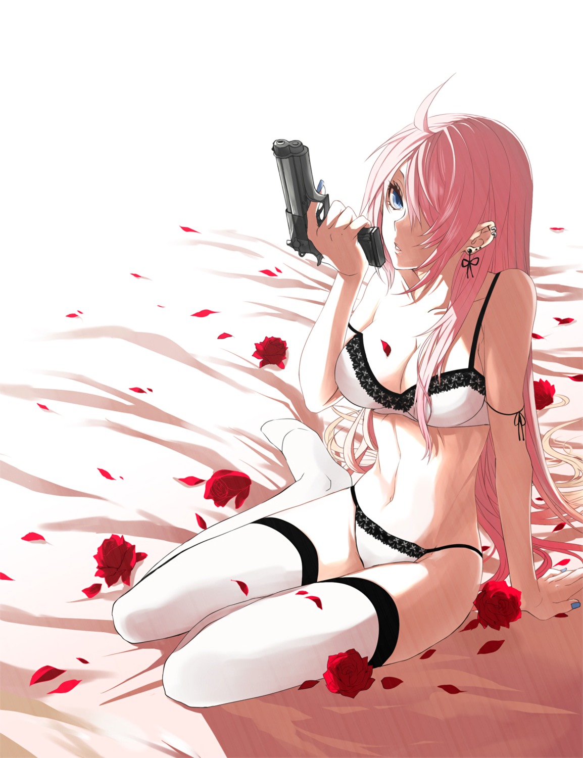 bra gun lingerie megurine_luka pantsu rioko thighhighs vocaloid