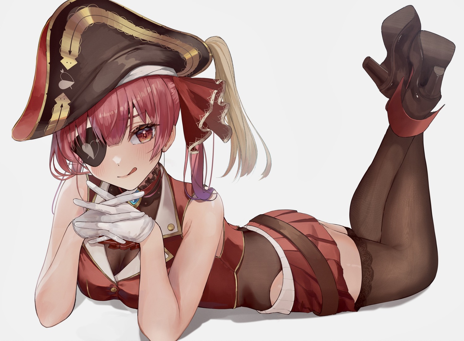 eyepatch heels hololive houshou_marine pirate tetora_(tetra_mov) thighhighs