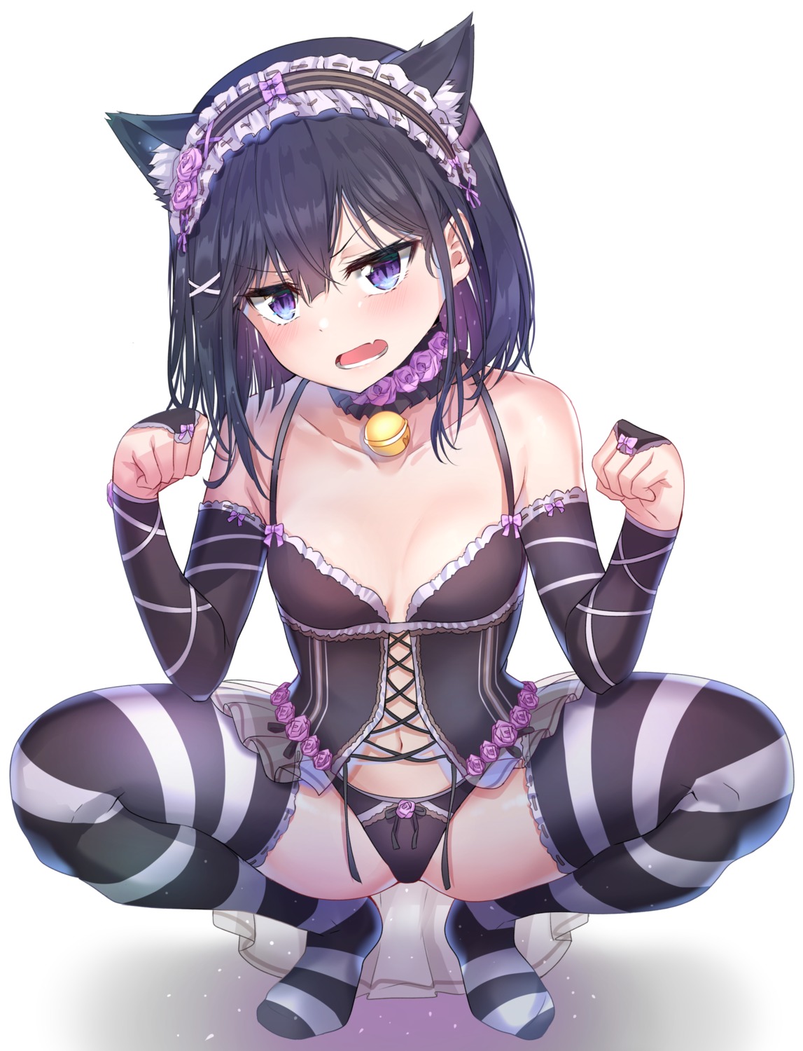 adagaki_aki animal_ears cleavage lingerie lolita_fashion masamune-kun_no_revenge neko no_bra pantsu sunhyun thighhighs