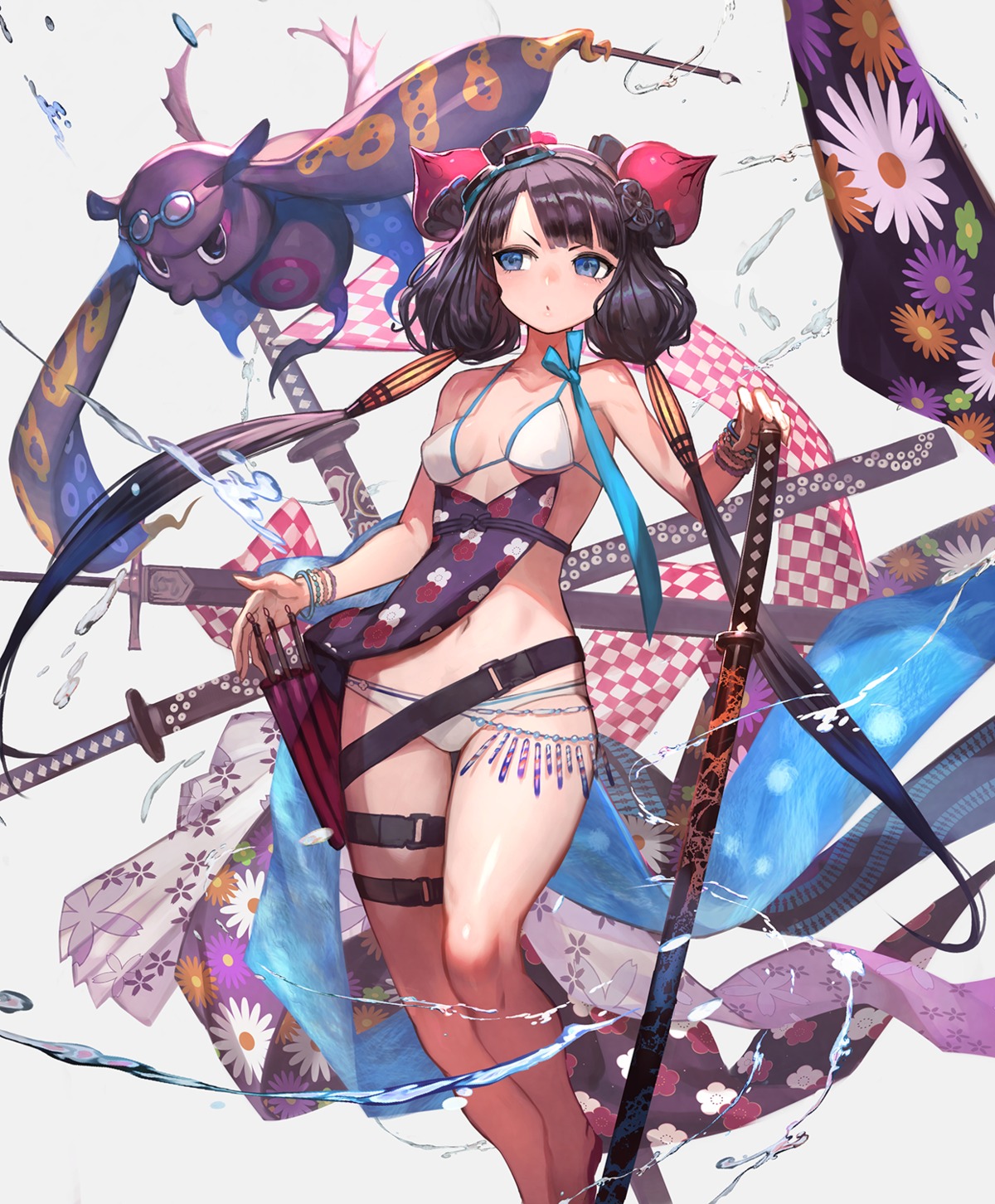 bikini fate/grand_order garter katsushika_hokusai_(fate) lack swimsuits sword