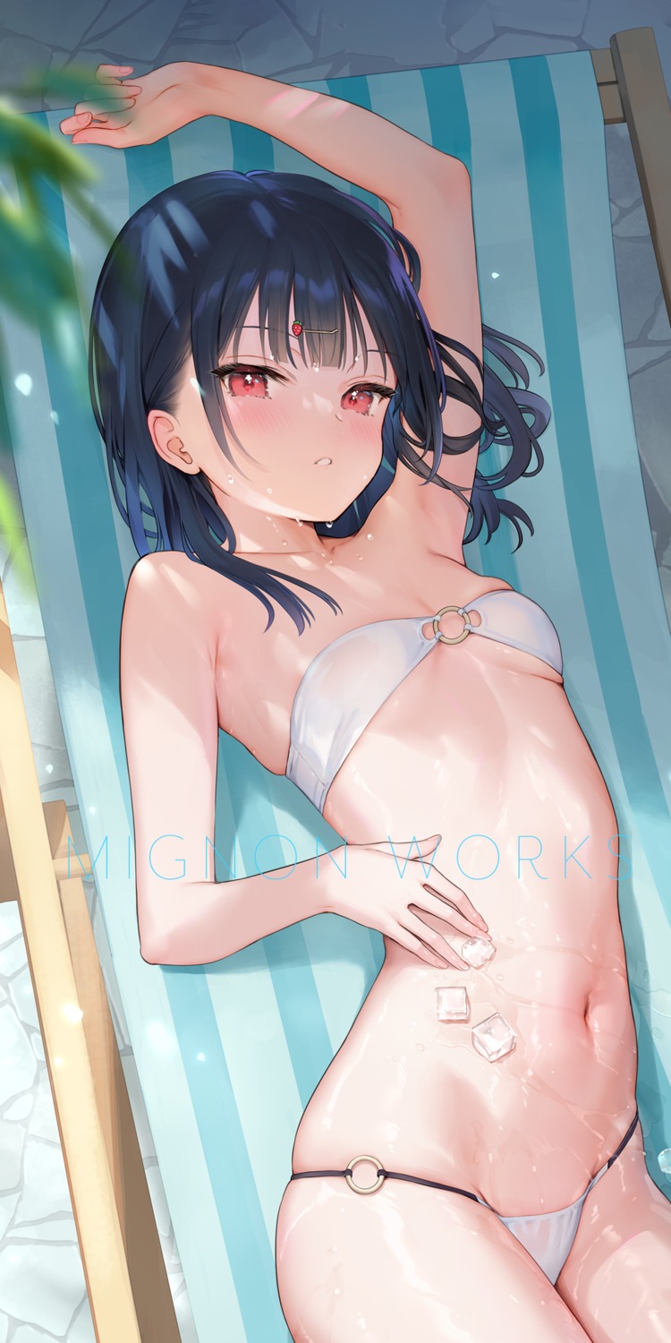 bikini ichigo_(mignon) loli mignon see_through swimsuits wet wet_clothes