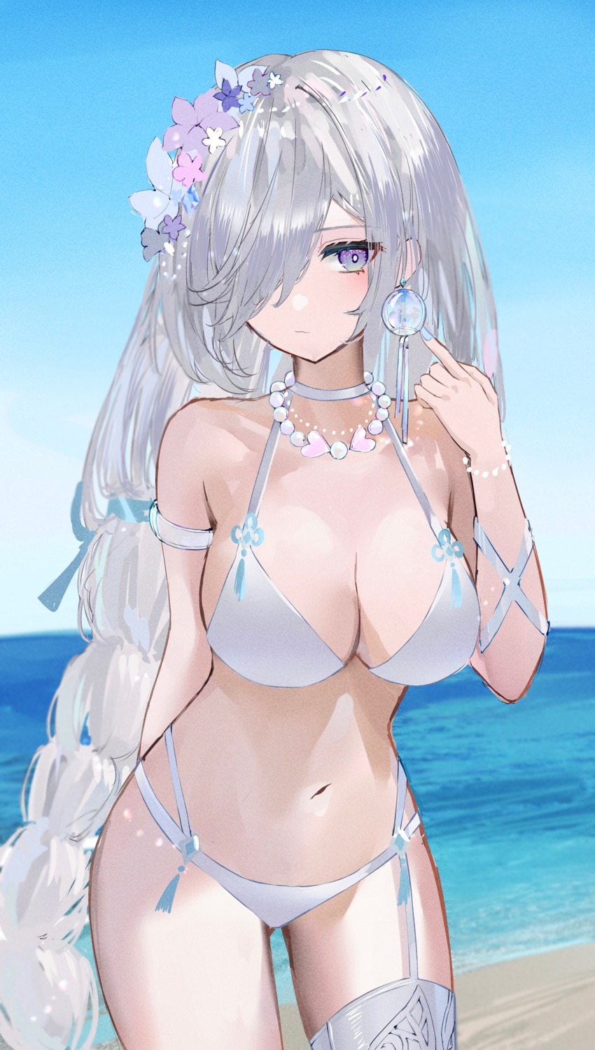 bikini genshin_impact raiya_atelier shenhe stockings swimsuits thighhighs