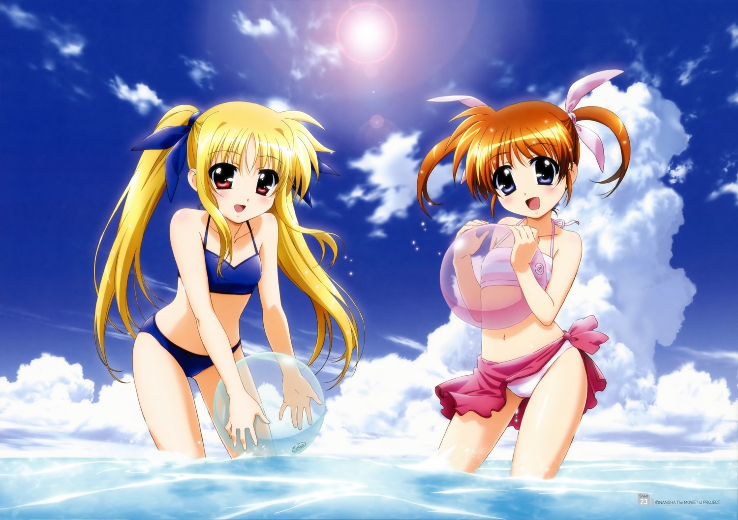 bikini fate_testarossa mahou_shoujo_lyrical_nanoha mahou_shoujo_lyrical_nanoha_the_movie_1st swimsuits takamachi_nanoha