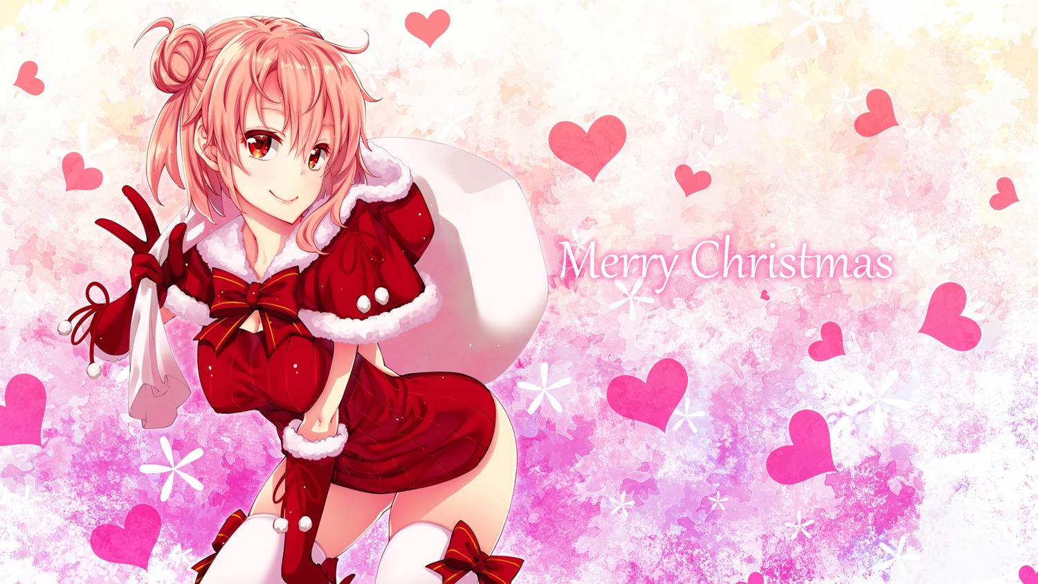 akino_sora christmas cleavage thighhighs yahari_ore_no_seishun_lovecome_wa_machigatteiru. yuigahama_yui