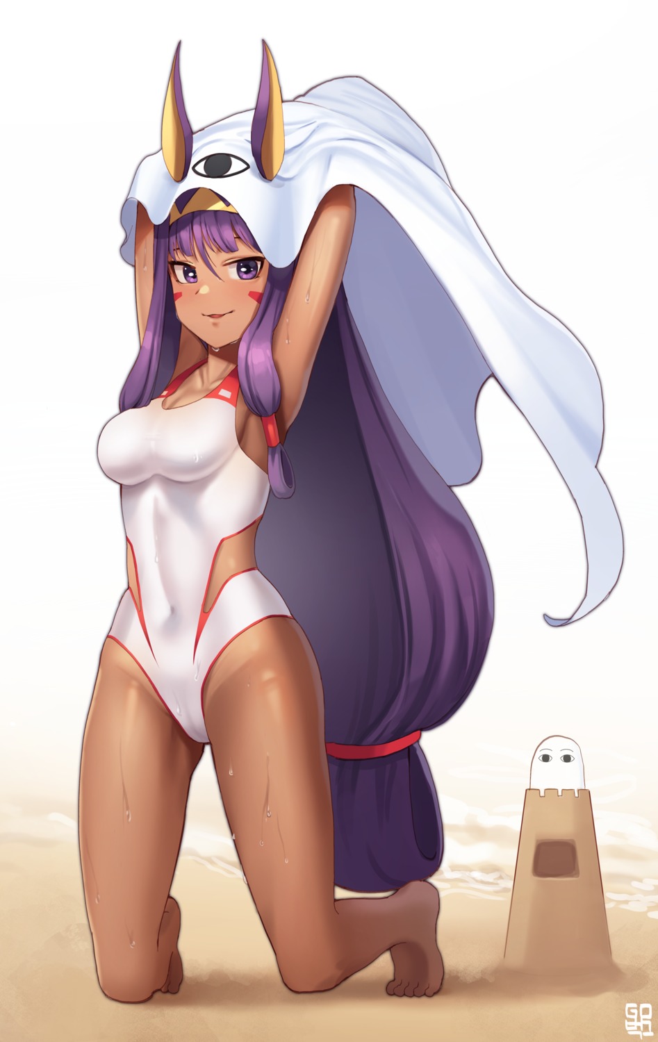 animal_ears bunny_ears cameltoe cleavage fate/grand_order goback nitocris_(fate/grand_order) swimsuits wet