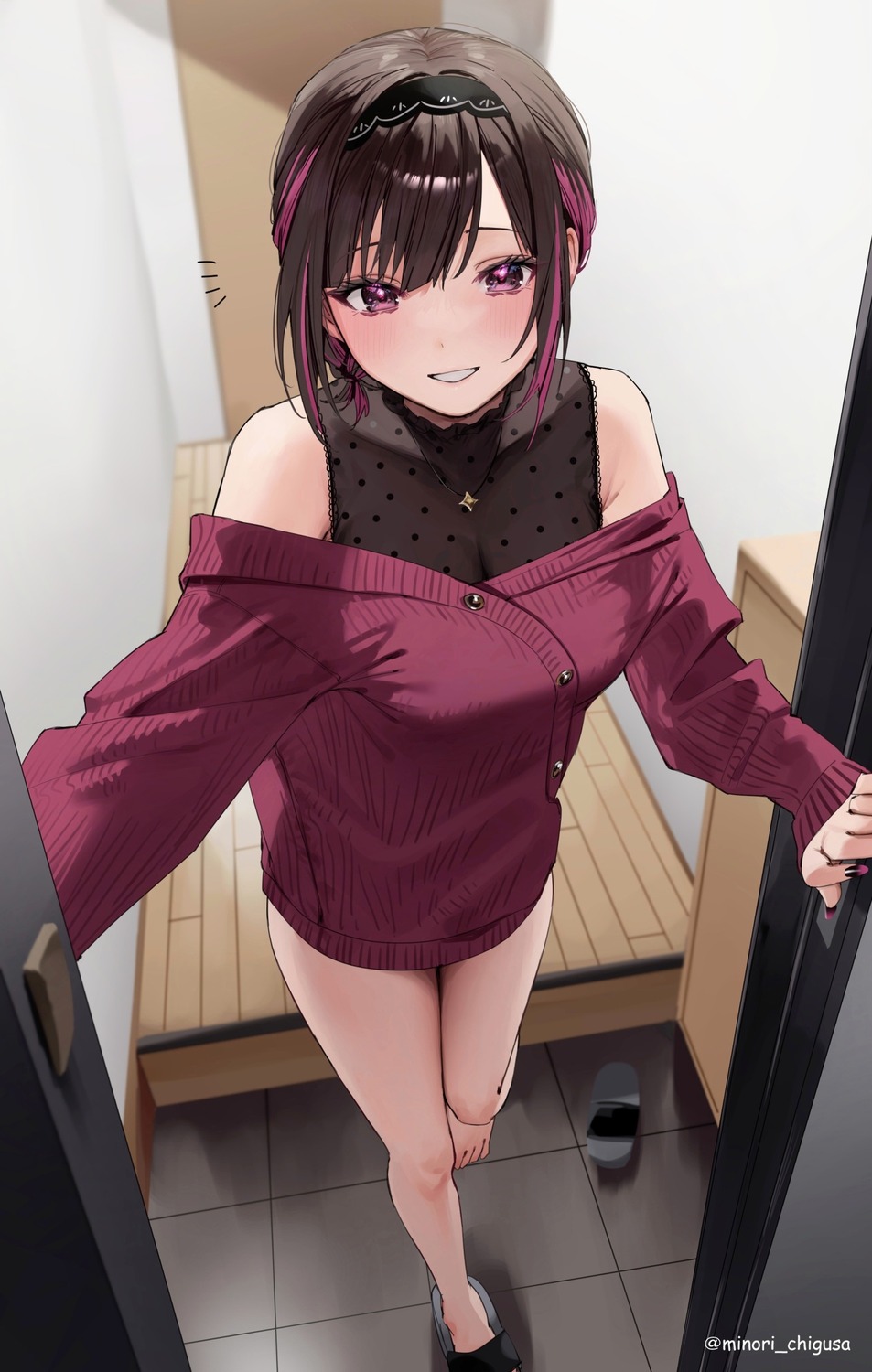 chigusa_minori cleavage see_through shino_to_ren shirayuki_ren sweater
